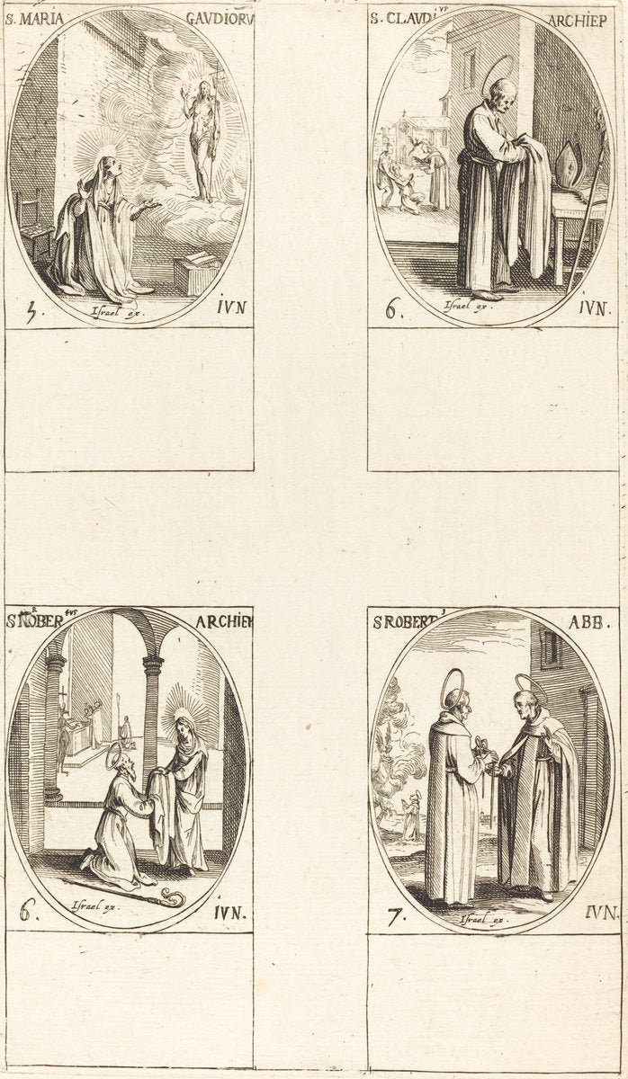 St. Maria Gaudioru; St. Cladius;  St. Norbert; St. Robert by Jacques Callot (French, 1592 - 1635), 16X12"(A3)Poster Print