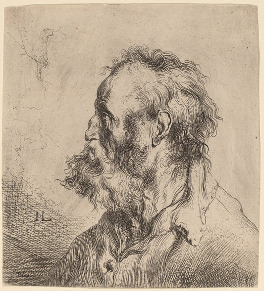 Bust of a Bearded Old Man by Jan Lievens (Dutch, 1607 - 1674), 16X12"(A3)Poster Print