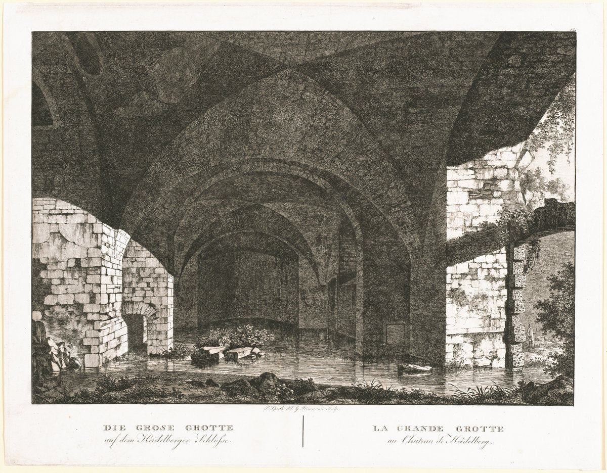 Die Grosse Grotte auf dem Heidelberger Schlosse (The Large Grotto at Heidelberg Castle) by Georg Primavesi, after Peter Speeth (German, 1774 - 1855), 16X12"(A3)Poster Print