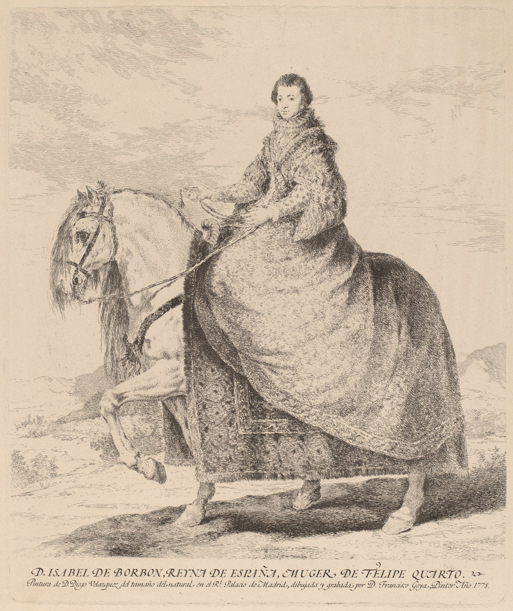 Isabel de Borbon by Francisco de Goya after Diego Velázquez (Spanish, 1746 - 1828), 16X12"(A3)Poster Print