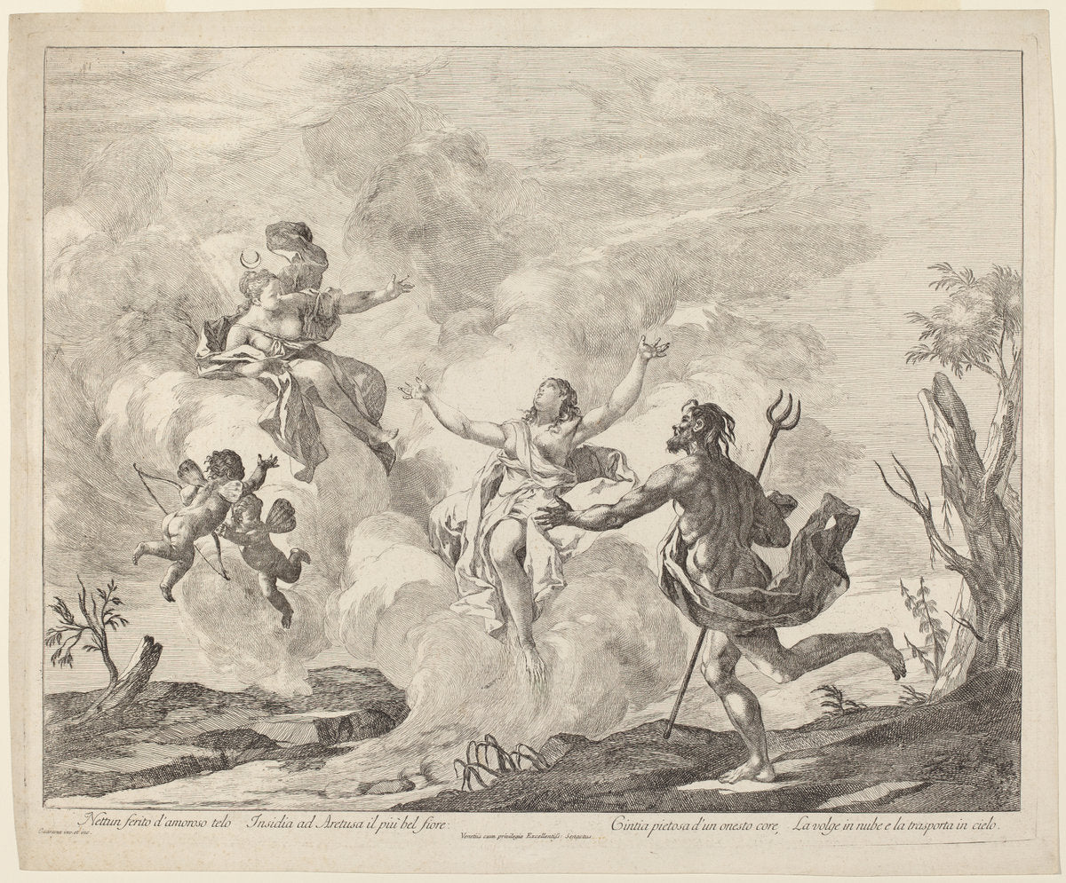 Alpheus and Arethusa by Jacopo Guarana (Italian, 1720 - 1808), 16X12"(A3)Poster Print