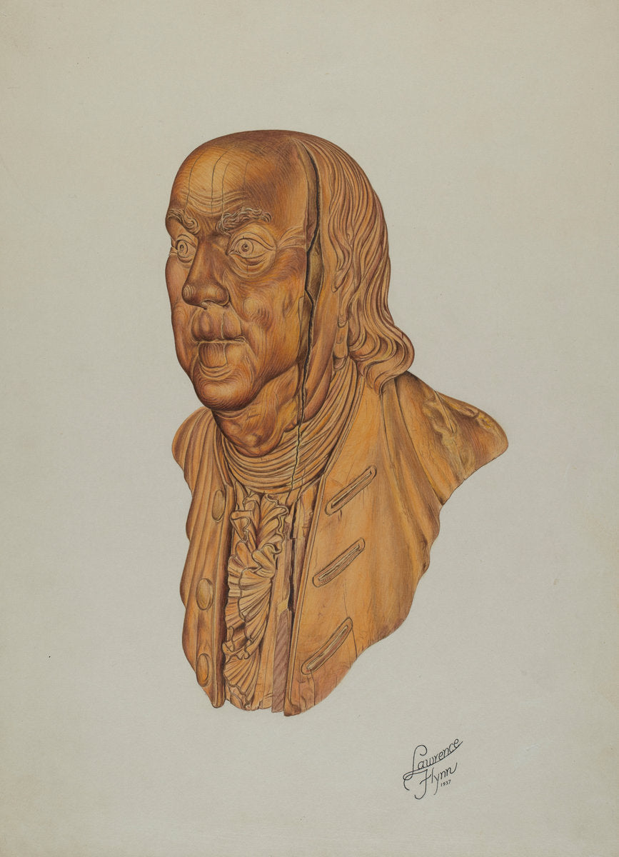 Figurehead: Benjamin Franklin by Lawrence Flynn (American, 1900 - 1973), 16X12"(A3)Poster Print
