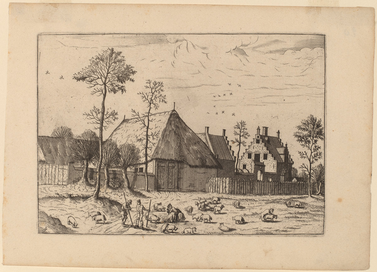 Shed with Cottage by Johannes and Lucas van Doetechum after Master of the Small Landscapes (Dutch, died 1605), 16X12"(A3)Poster Print