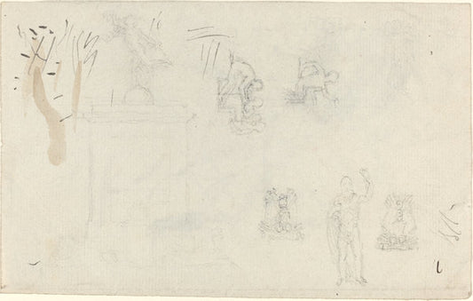 Sheet of Studies by John Flaxman (British, 1755 - 1826), 16X12"(A3)Poster Print