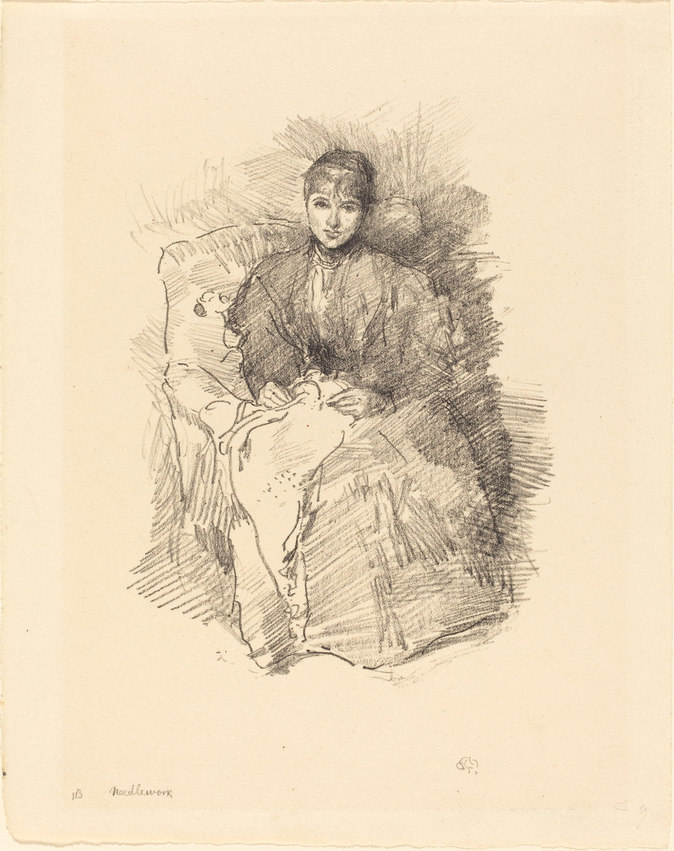 Needlework by James McNeill Whistler (American, 1834 - 1903), 16X12"(A3)Poster Print