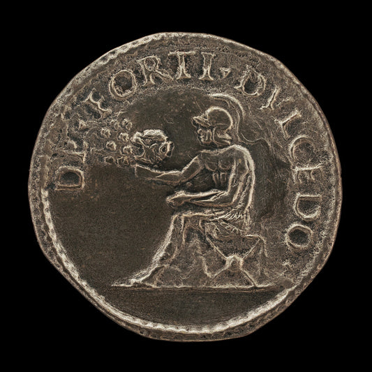 16th century by Ferrarese 16th Century (Helmeted Nude Figure Seated, Holding a Lion's Head from which Issue Bees [reverse]), 16X12"(A3)Poster Print