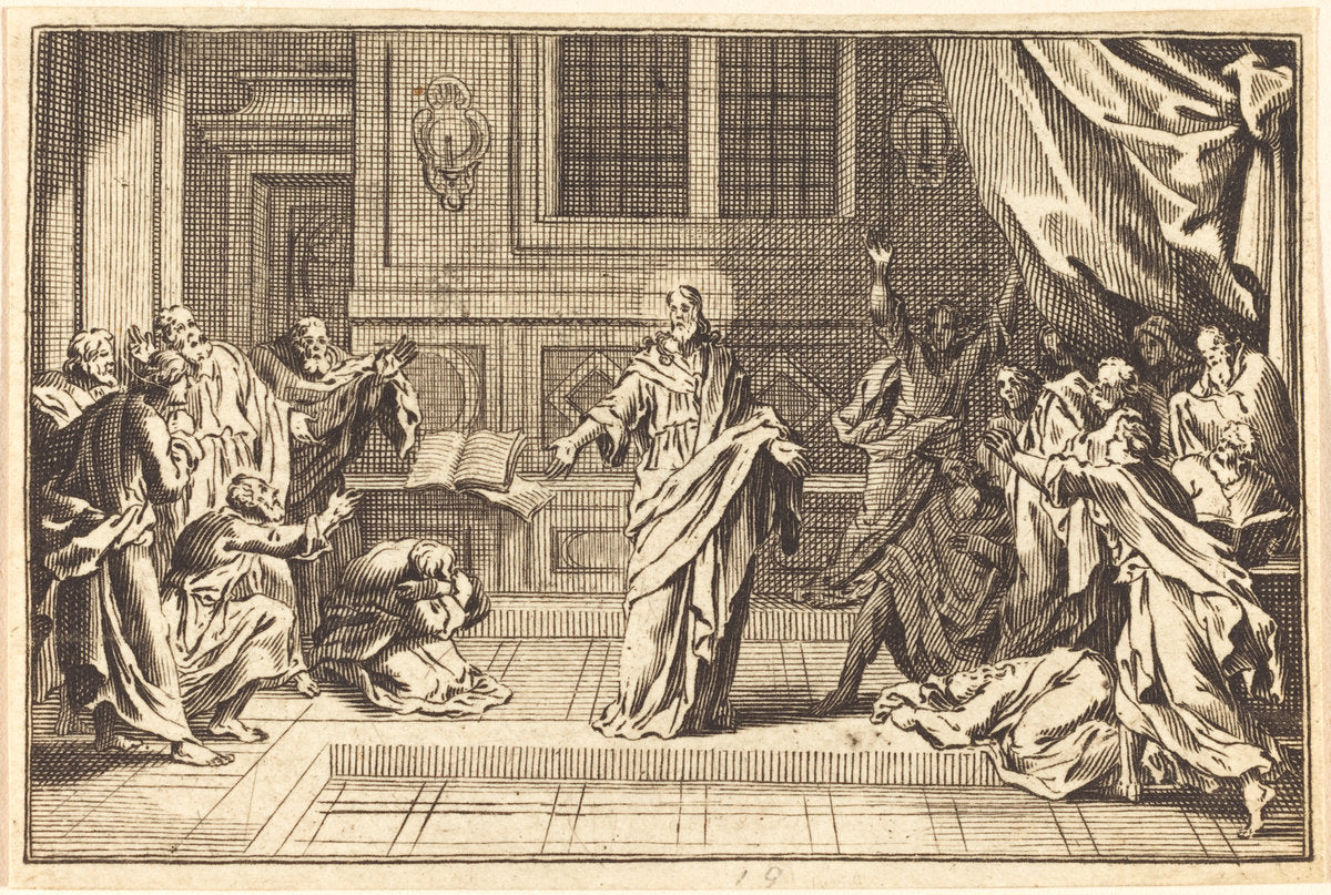 engraving by after Sébastien Le Clerc I (Christ Appearing to His Disciples), 16X12"(A3)Poster Print