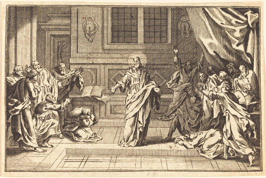 engraving by after Sébastien Le Clerc I (Christ Appearing to His Disciples), 16X12"(A3)Poster Print