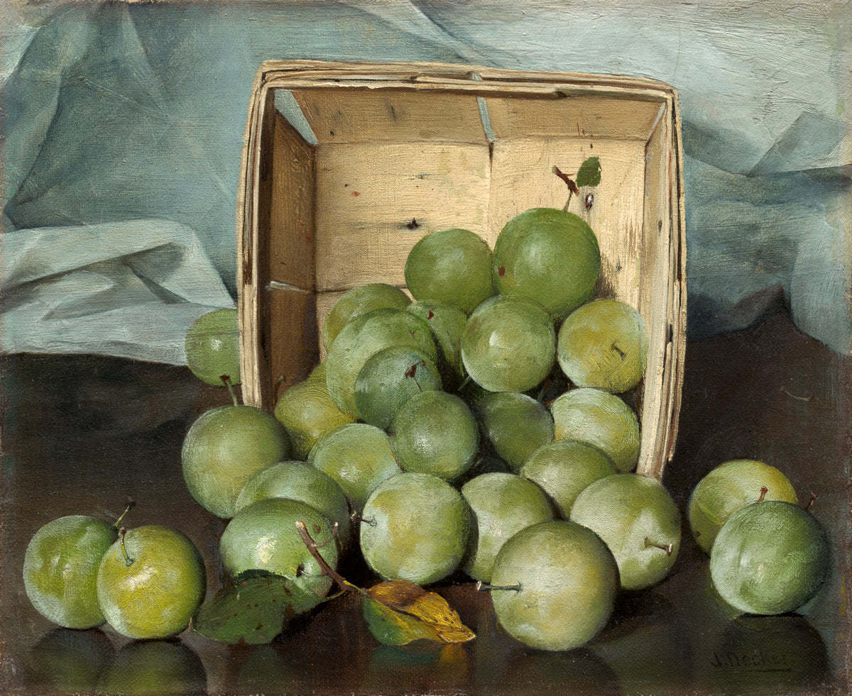 Green Plums by Joseph Decker (American, 1853 - 1924), 16X12"(A3)Poster Print