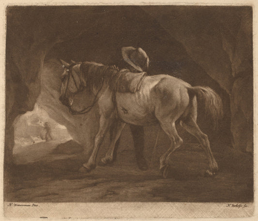 The Pissing Horse by Nicolaas Verkolje after Philips Wouwerman (Dutch, 1673 - 1746), 16X12"(A3)Poster Print