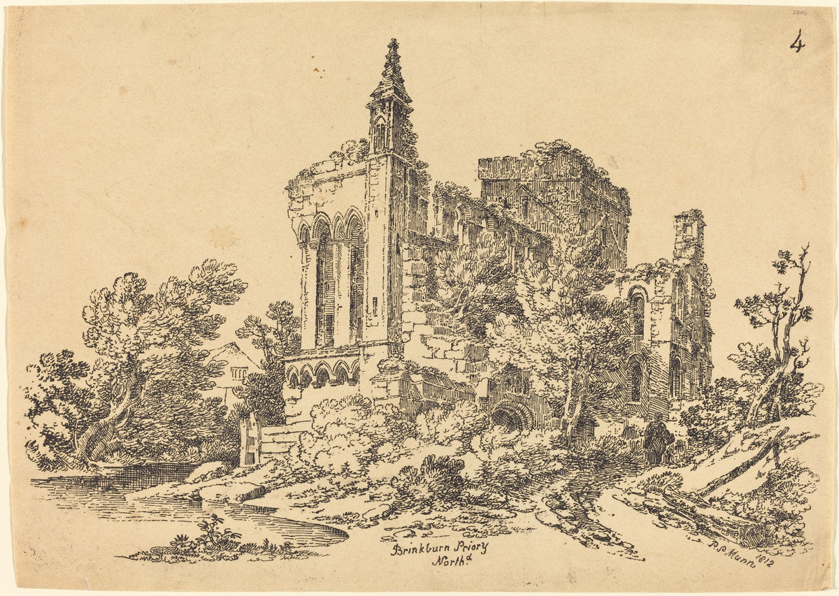 Brinkman Priory by Paul Sandby Munn (British, 1773 - 1845), 16X12"(A3)Poster Print