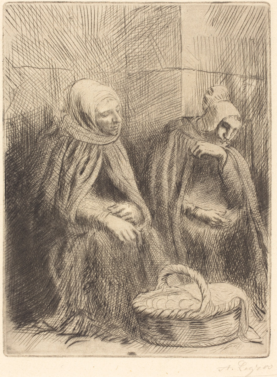Egg-sellers, 1st plate (Les marchandes d'oeufs) by Alphonse Legros (French, 1837 - 1911), 16X12"(A3)Poster Print