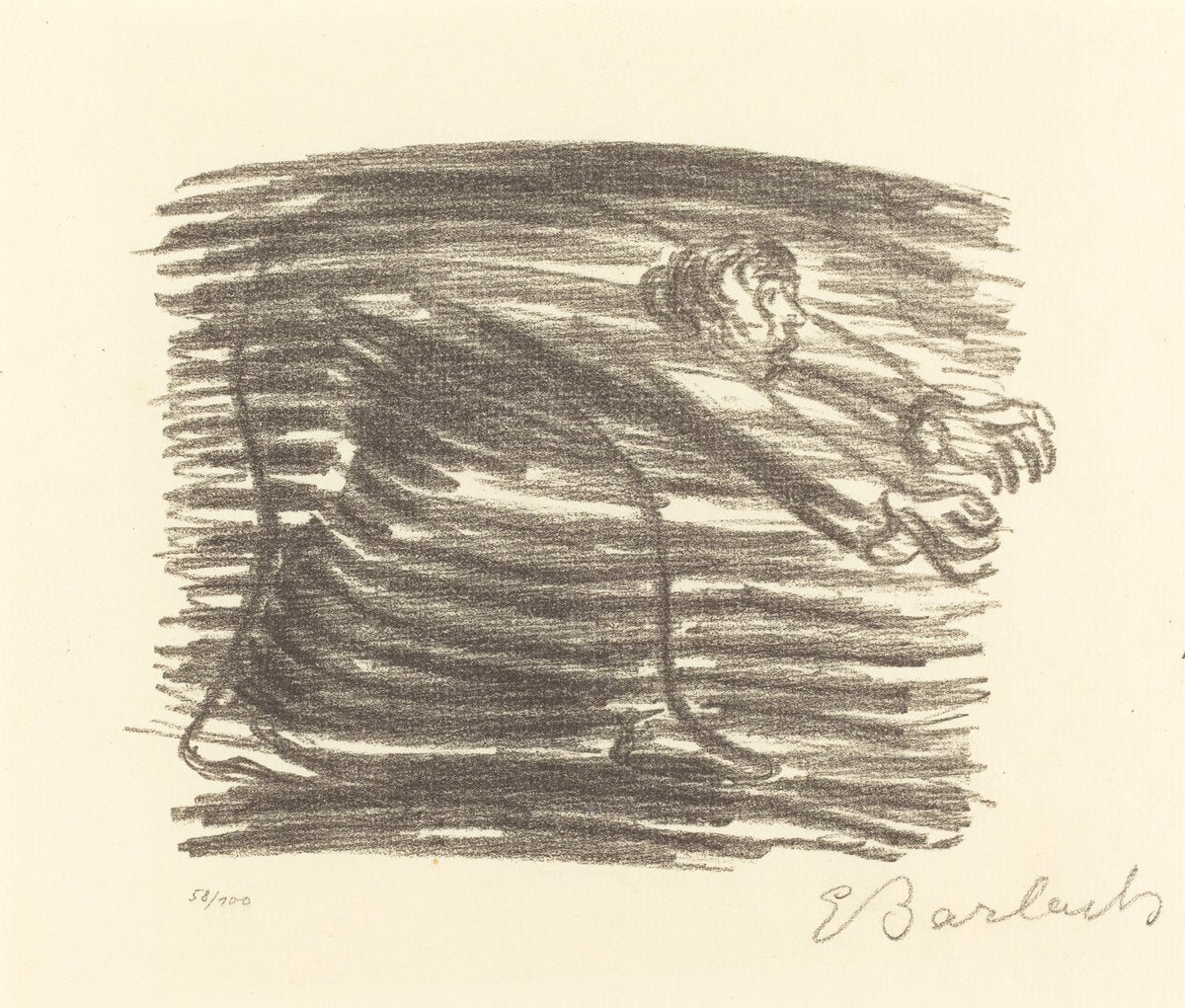 Walk in the Shadow by Ernst Barlach (German, 1870 - 1938), 16X12"(A3)Poster Print