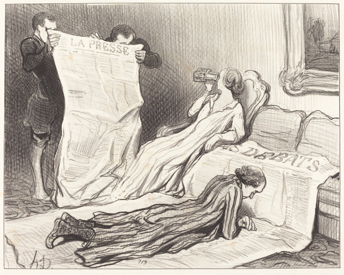 Abonnés recevant leur journal... by Honoré Daumier (French, 1808 - 1879), 16X12"(A3)Poster Print