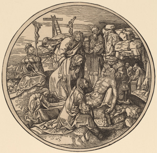 Deploration and Entombment of Christ by Jacob Cornelisz van Oostsanen (Netherlandish, 1470 or before - 1533), 16X12"(A3)Poster Print