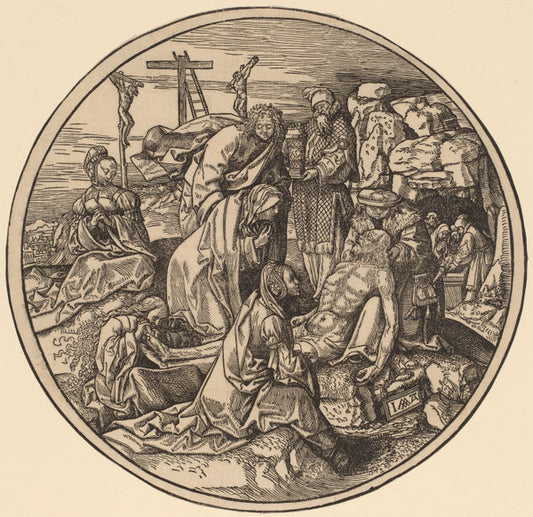 Deploration and Entombment of Christ by Jacob Cornelisz van Oostsanen (Netherlandish, 1470 or before - 1533), 16X12"(A3)Poster Print