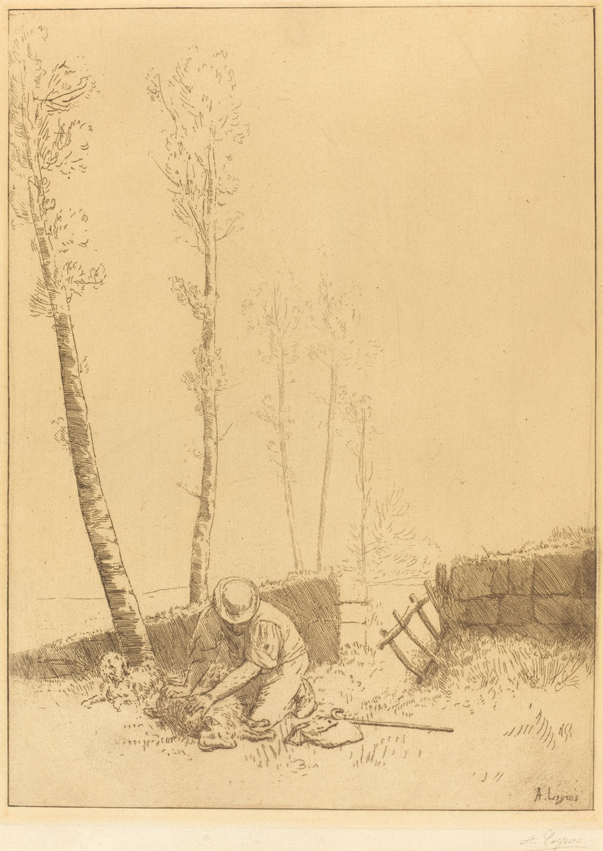 Finding the Sheep (Le mouton retrouve) by Alphonse Legros (French, 1837 - 1911), 16X12"(A3)Poster Print