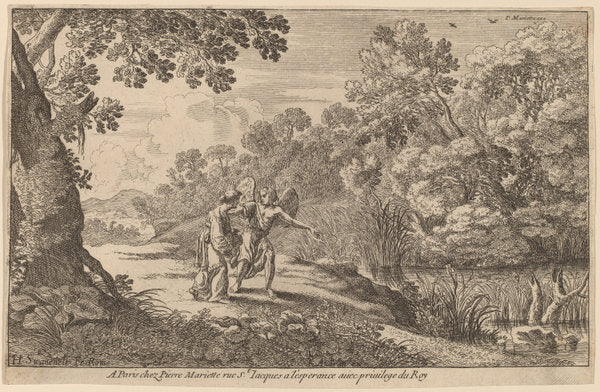 Hagar and the Angel by Herman van Swanevelt (Dutch, c. 1600 - 1655), 16X12"(A3)Poster Print