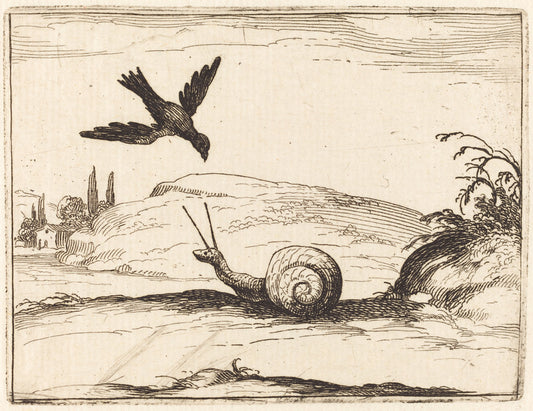 Crow and Snail by Jacques Callot (French, 1592 - 1635), 16X12"(A3)Poster Print