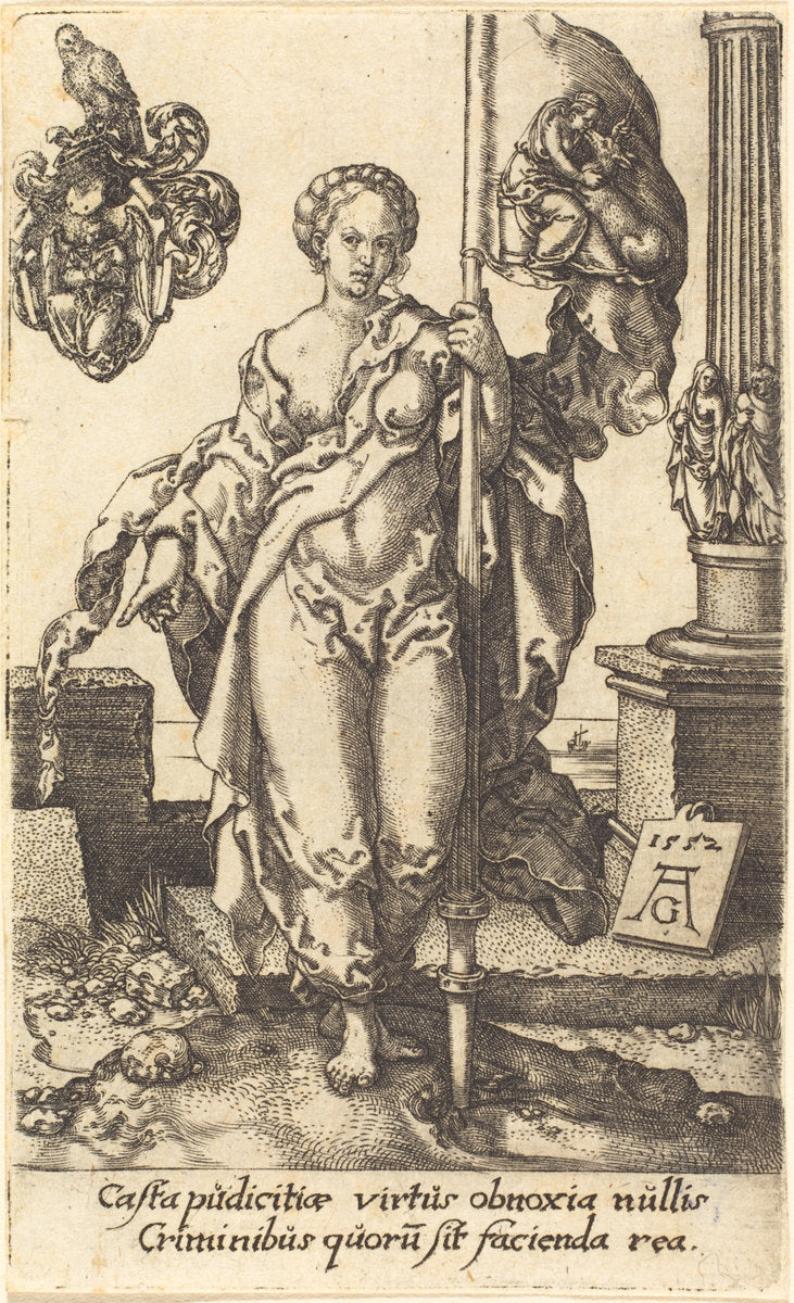 Chastity by Heinrich Aldegrever (German, 1502 - 1555/1561), 16X12"(A3)Poster Print