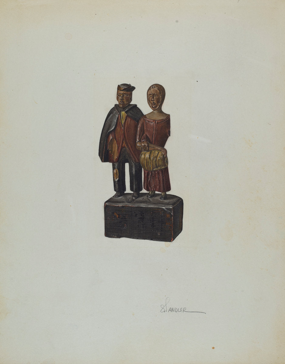 Carved Group: "Mennonites Homeward" by Selma Sandler (American, active c. 1935), 16X12"(A3)Poster Print