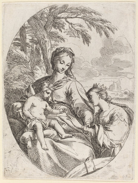 The Mystic Marriage of Saint Catherine by Carlo Maratta (Italian, 1625 - 1713), 16X12"(A3)Poster Print