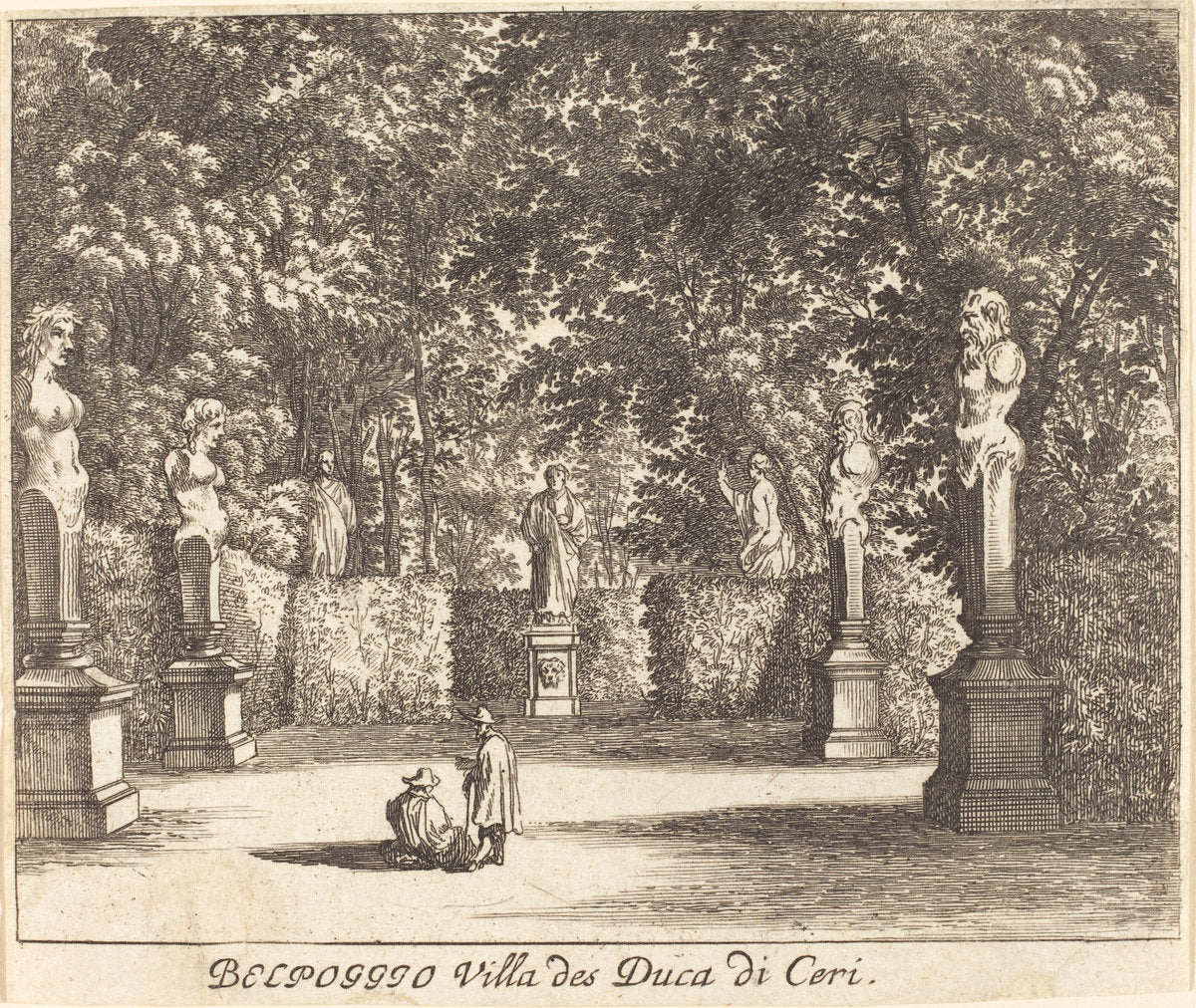 Balpoggio, Villa of Duke di Ceri by Melchior Küsel after Johann Wilhelm Baur (German, 1626 - 1683), 16X12"(A3)Poster Print
