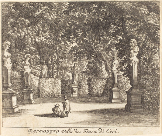Balpoggio, Villa of Duke di Ceri by Melchior Küsel after Johann Wilhelm Baur (German, 1626 - 1683), 16X12"(A3)Poster Print