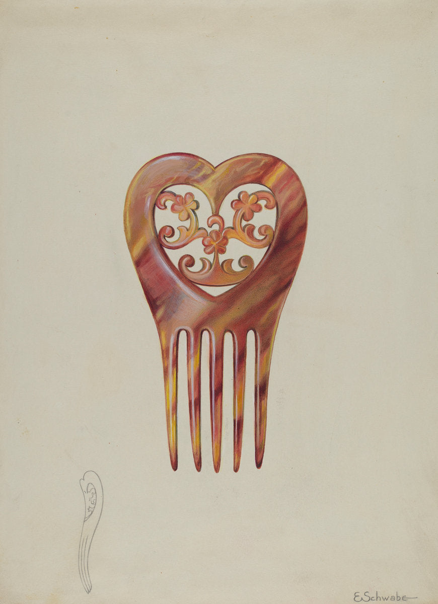 Tortoise Shell Comb by Erwin Schwabe (American, active c. 1935), 16X12"(A3)Poster Print