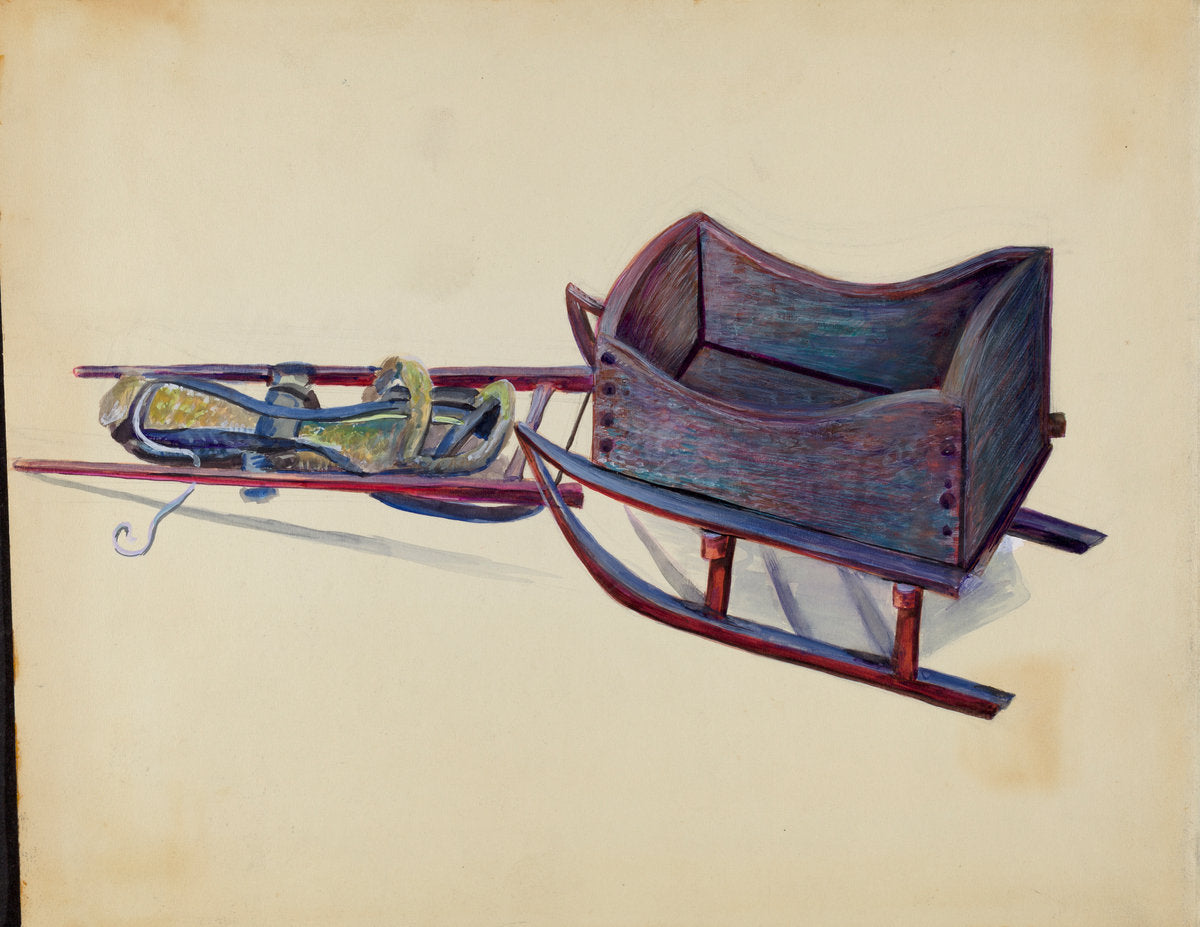 Toy Sleigh by Mina Lowry (American, 1894 - 1942), 16X12"(A3)Poster Print