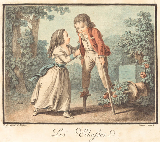 Les Échasses by Louis-Marin Bonnet after Jean-Baptiste Hüet, I (French, 1736 - 1793), 16X12"(A3)Poster Print