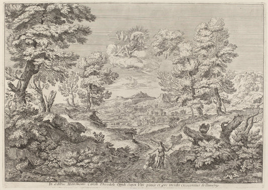 Apollo and a Nymph Leading a Lion by Crescenzio Onofri (Italian, probably 1632 - 1712 or after), 16X12"(A3)Poster Print