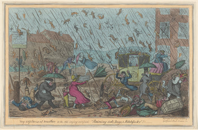 Very unpleasant weather by George Cruikshank (British, 1792 - 1878), 16X12"(A3)Poster Print