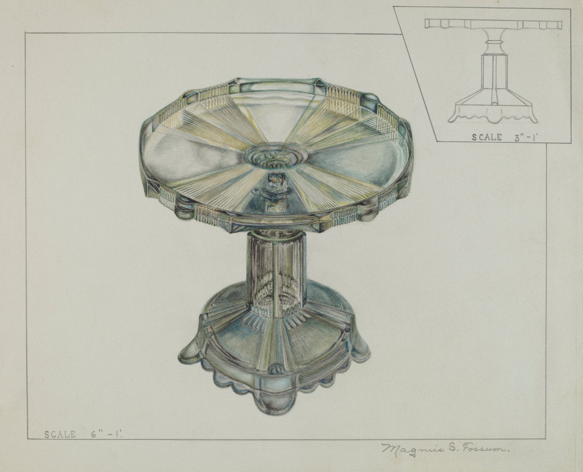 Glass Cake Stand by Magnus S. Fossum (American, 1888 - 1980), 16X12"(A3)Poster Print