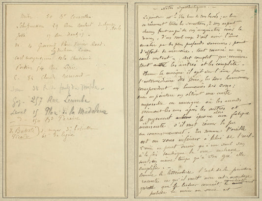 Address List; Manuscript Page [recto] by Paul Gauguin (French, 1848 - 1903), 16X12"(A3)Poster Print