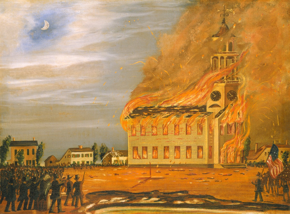 Burning of Old South Church, Bath, Maine by John Hilling (British, 1822 - 1894), 16X12"(A3)Poster Print