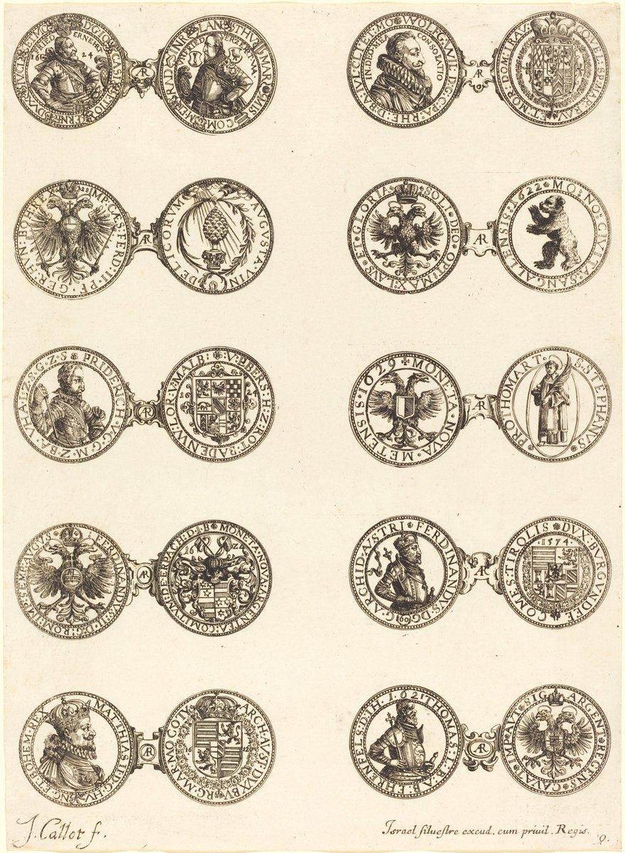 Coins [plate 9] by Jacques Callot (French, 1592 - 1635), 16X12"(A3)Poster Print