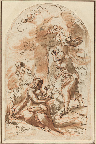 Study for the "Madonna della Scodella" [recto] by Correggio (Parmese, 1489/1494 - 1534), 16X12"(A3)Poster Print
