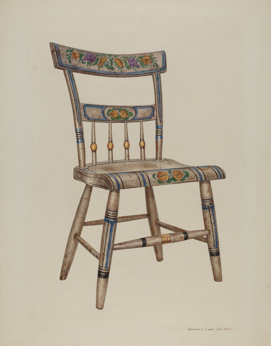 Pa. German Chair by Edward L. Loper (American, born 1916), 16X12"(A3)Poster Print