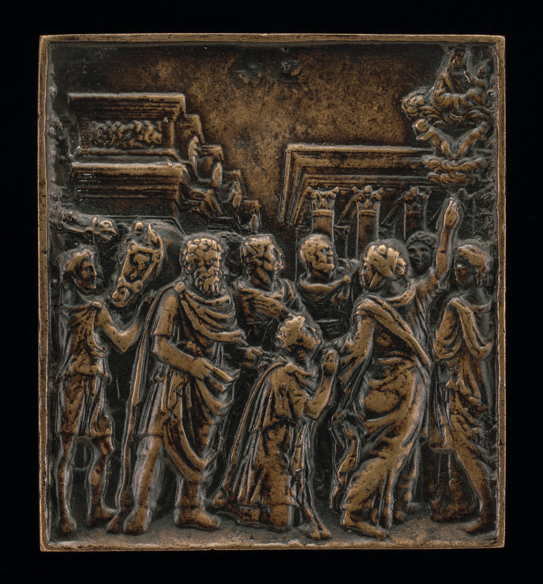 Augustus and the Sibyl by Andrea Briosco, called Riccio (Italian, 1470 - 1532), 16X12"(A3)Poster Print