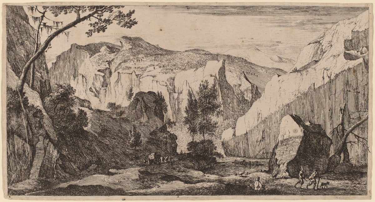 Rocky Landscape: pl.2 by Roelant Roghman and Melchior Küsel (Dutch, 1627 - 1692), 16X12"(A3)Poster Print
