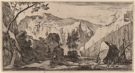 Rocky Landscape: pl.2 by Roelant Roghman and Melchior Küsel (Dutch, 1627 - 1692), 16X12"(A3)Poster Print