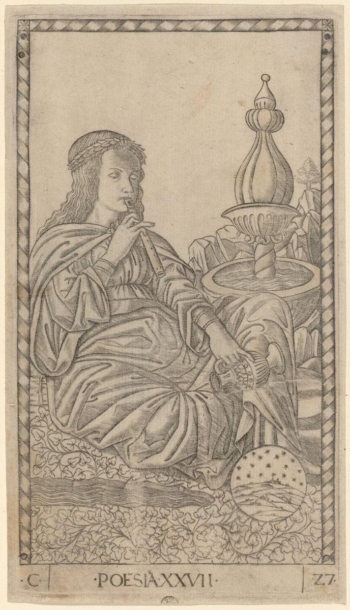 Poesia (Poetry) by Master of the E-Series Tarocchi (Italian, active c. 1465), 16X12"(A3)Poster Print
