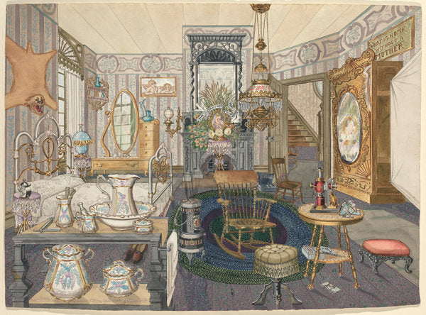 Room House Bed-Living Room by Perkins Harnly (American, 1901 - 1986), 16X12"(A3)Poster Print