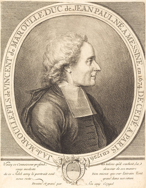 L'Abbe Jean-Antoine de Maroulle by Charles-Antoine Coypel (French, 1694 - 1752), 16X12"(A3)Poster Print