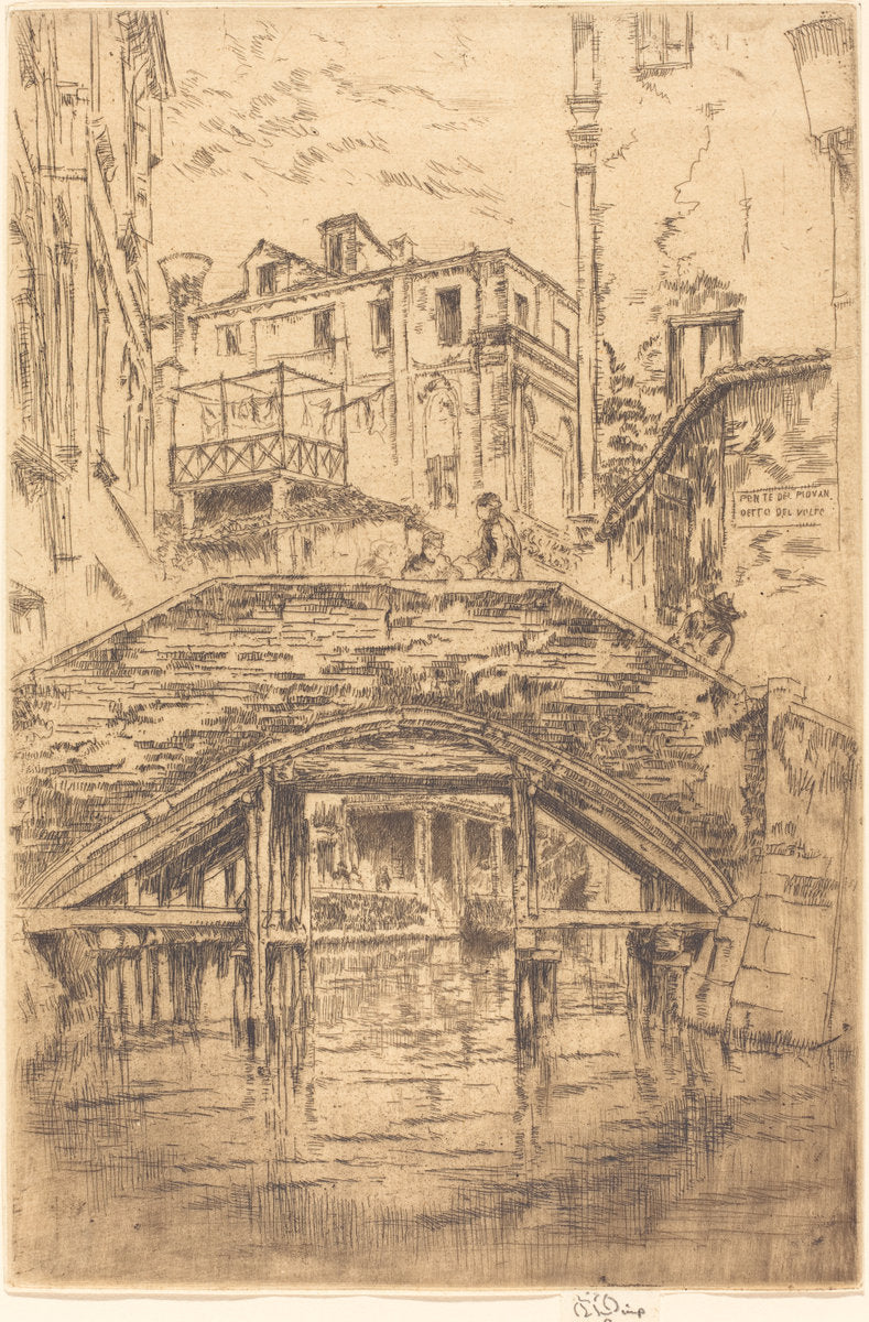 Ponte del Piovan by James McNeill Whistler (American, 1834 - 1903), 16X12"(A3)Poster Print
