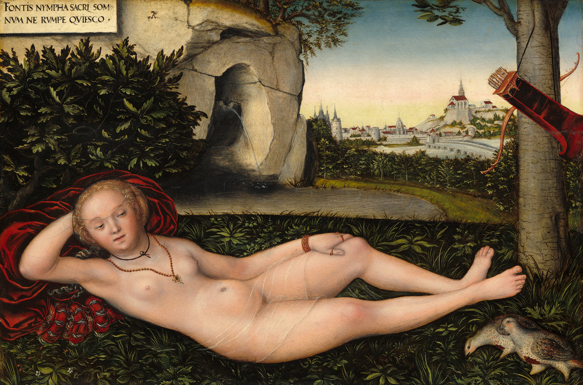 The Nymph of the Spring by Lucas Cranach the Elder (German, 1472 - 1553), 16X12"(A3)Poster Print