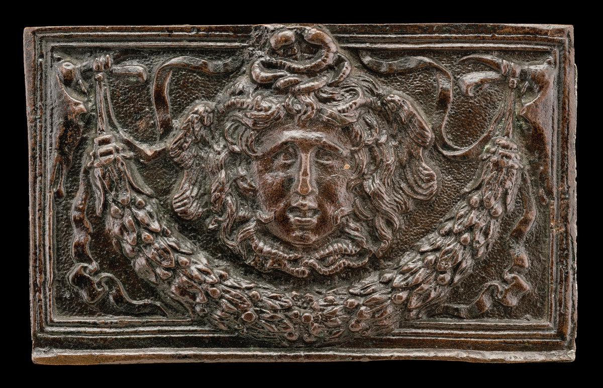 c. 1500 by Paduan 15th Century (End panel of a writing casket: Medusa Head, Garland, and Bucrania), 16X12"(A3)Poster Print