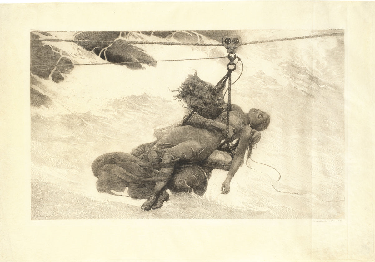 Saved by Winslow Homer (American, 1836 - 1910), 16X12"(A3)Poster Print