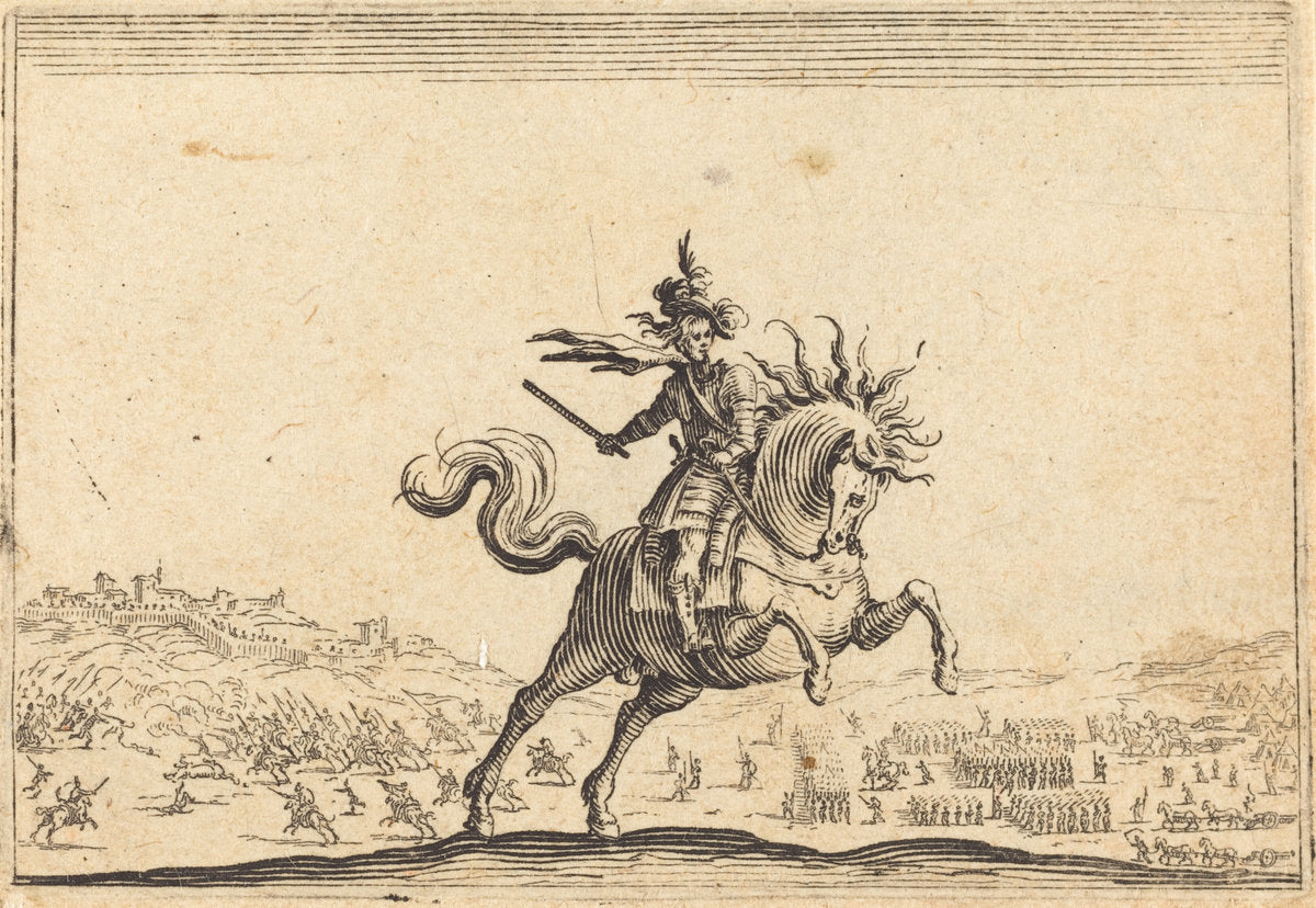 Military Commander on Horseback by Jacques Callot (French, 1592 - 1635), 16X12"(A3)Poster Print
